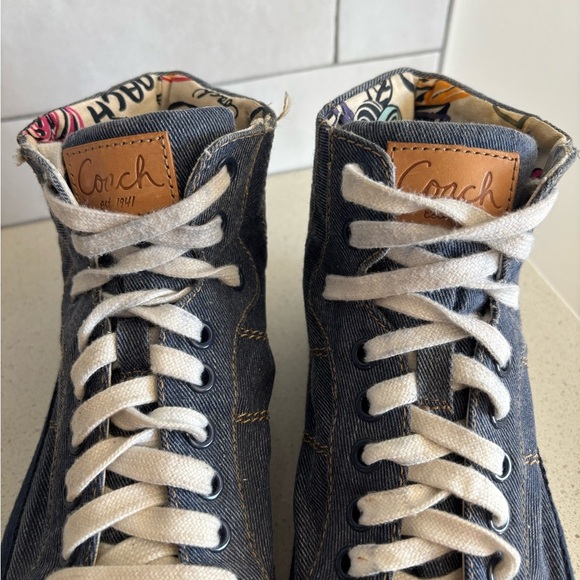 Coach Ellis Denim Poppy High Top Women Sneakers Shoes Size 7 B - Picture 5 of 11